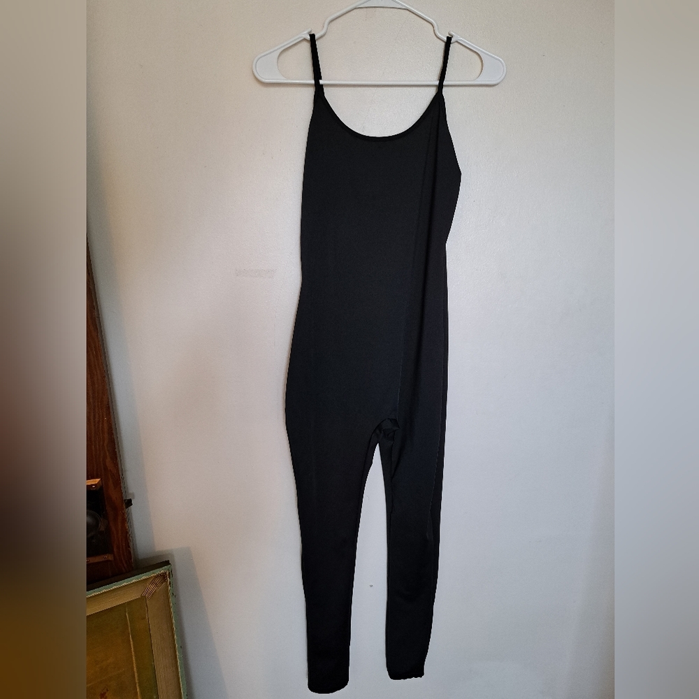 Women's Black Spaghetti Strap Unitard Jumpsuit